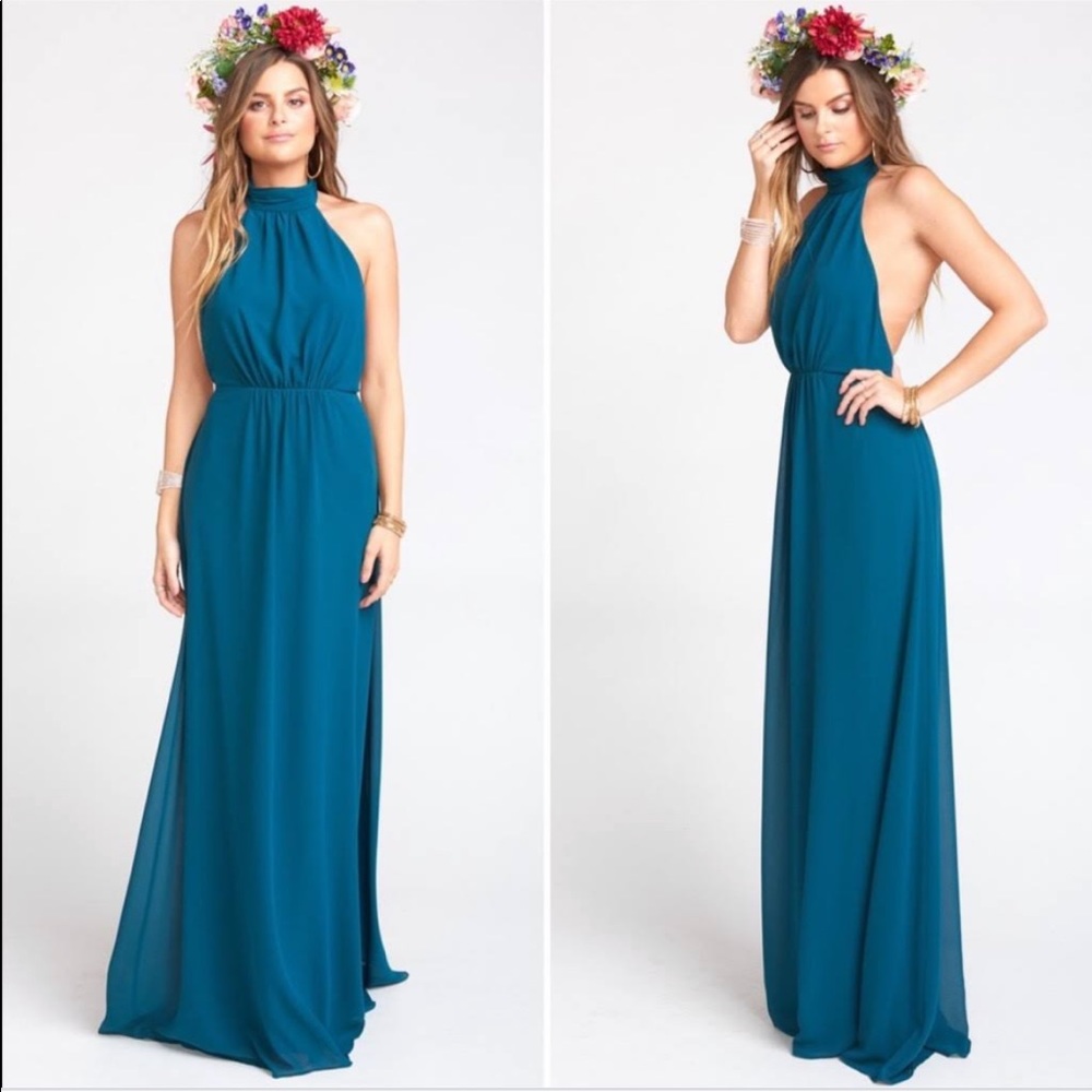 Show Me Your Mumu Collette Collar Dress, Deep Jade Chiffon Size Small